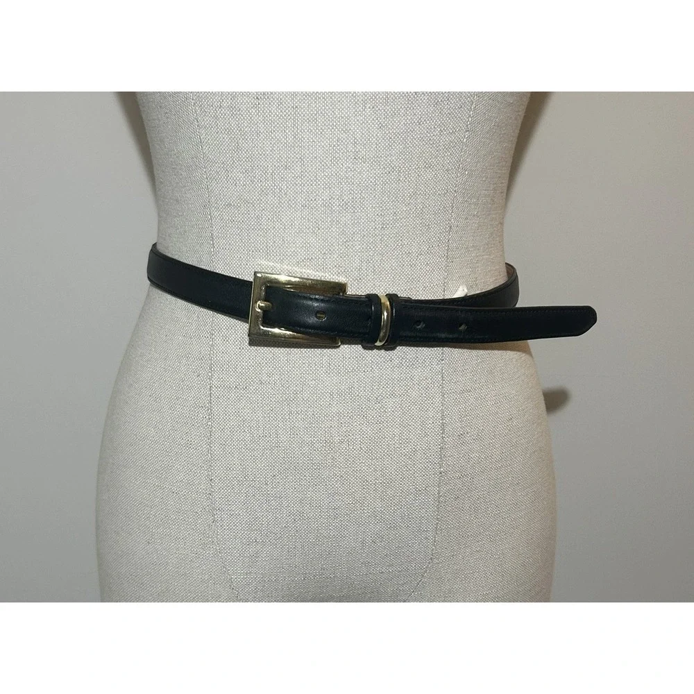 TALBOTS Black Genuine Leather Belt #6523 Made in Italy Womens S